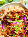 Spicy Saucy Tofu with Quick Slaw and Sesame Rice
