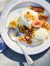 Roasted Figs with Candied Pine Nuts and Vanilla Ice Cream