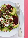 Roasted Beet-Cheese-Basil Caprese with Avocado and Toasted Almonds