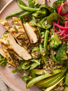Chicken Bowl with Garlic Vegetables, Avocado, and Lemon Vinaigrette