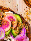 Cream Cheese, Cucumber, Radish, and Super-Seed Toasts