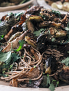 Soba with Roasted Brussels Sprouts, Mushrooms, and Maple–Soy Sauce Caramel