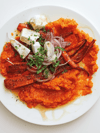 Spiced Roasted Carrots over a Sweet Potato Mash