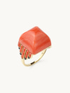 Antique French Art Deco Coral and Onyx Ring (circa 1925)