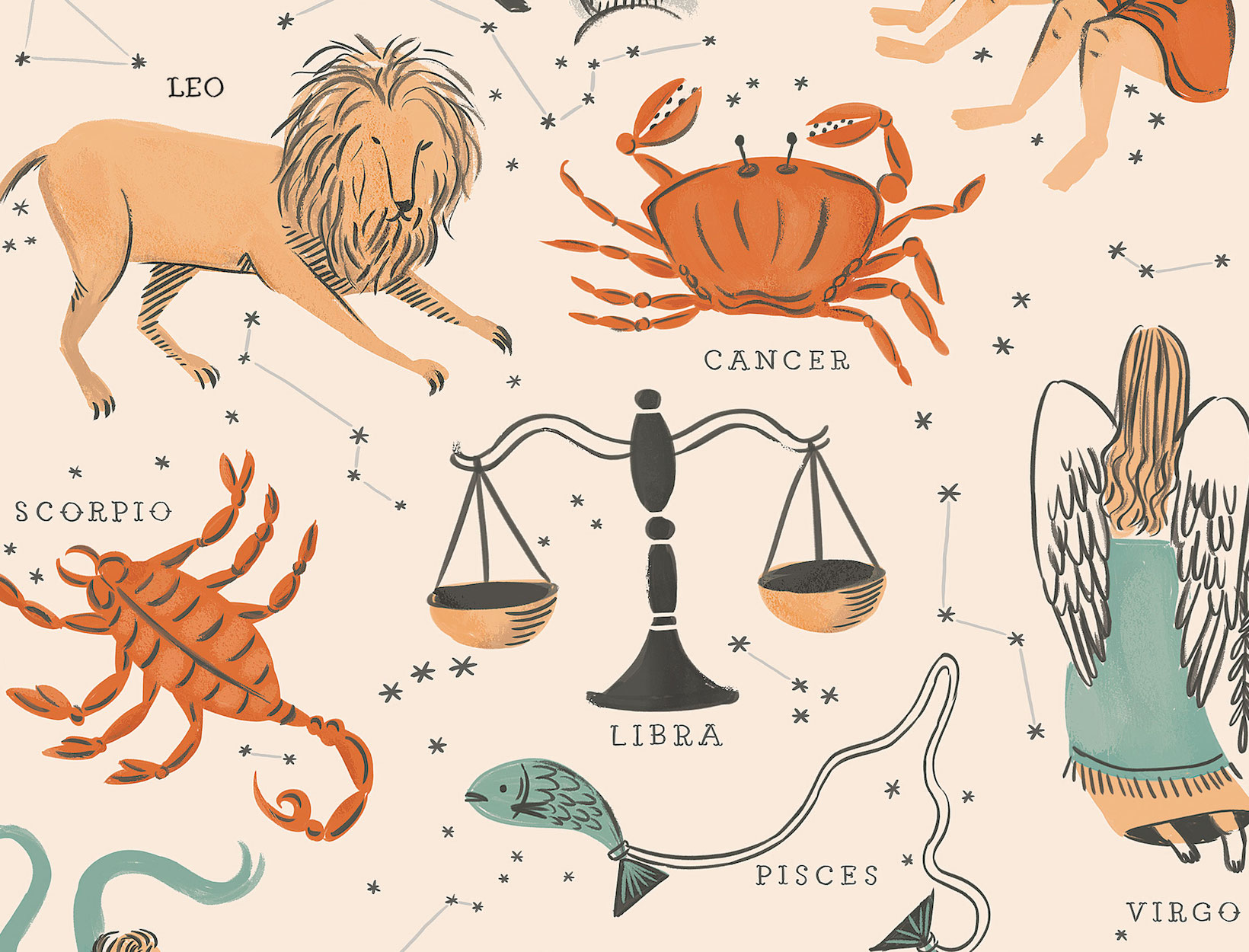 Astrology magic circle zodiac signs on horoscope Vector Image