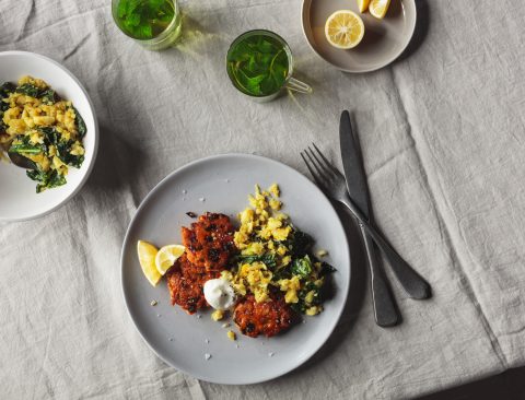 Salmon Patties with Turmeric Cauliflower Rice