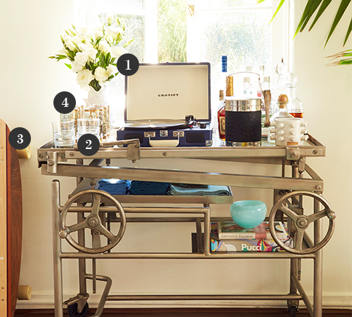 Bar Cart, French Crank-Lift Bar Cart