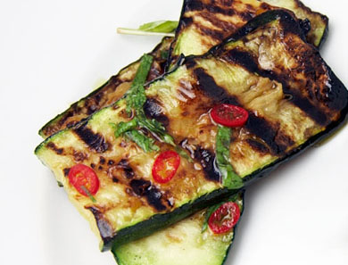 Grilled Zucchini with Mint and Red Chili