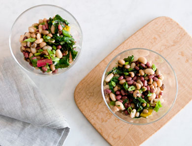 Three-Bean Salad with Sautéed Chard