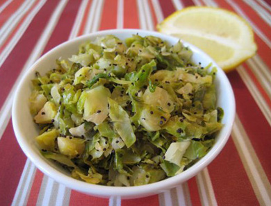 Shredded Brussels Sprouts with Lemon & Poppy Seeds
