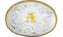 G Initial Engraved Gold Trim Western Belt Buckle, Country Outfitter