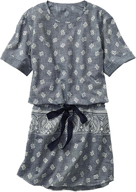 Bandana chambray drop-waist dress, Gap