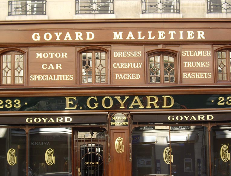 Goyard Luxury Store in Paris with Window and Wooden Facade in