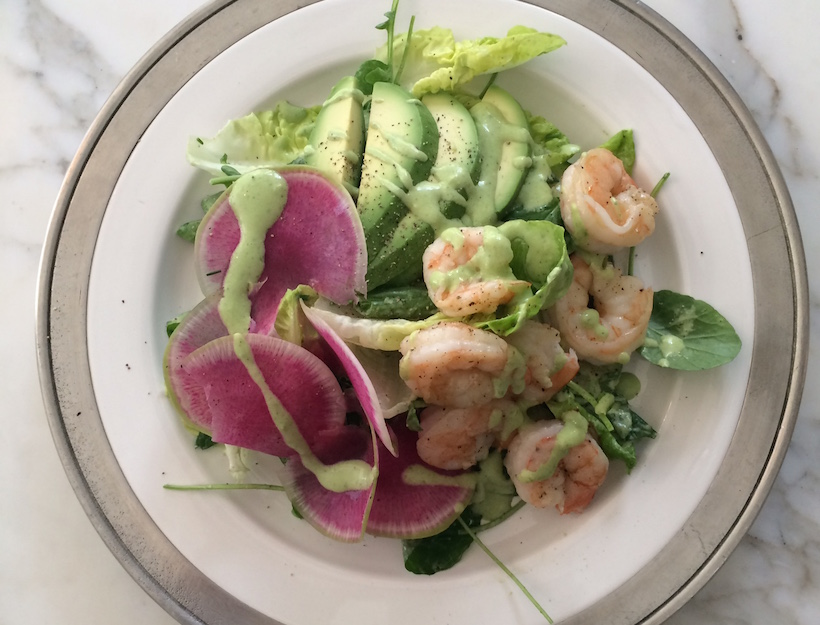 Little Gem Salad with Roasted Shrimp