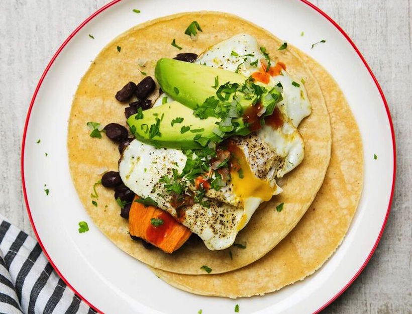 Mexican-Style Breakfast Tacos with Spiralized Sweet Potatoes