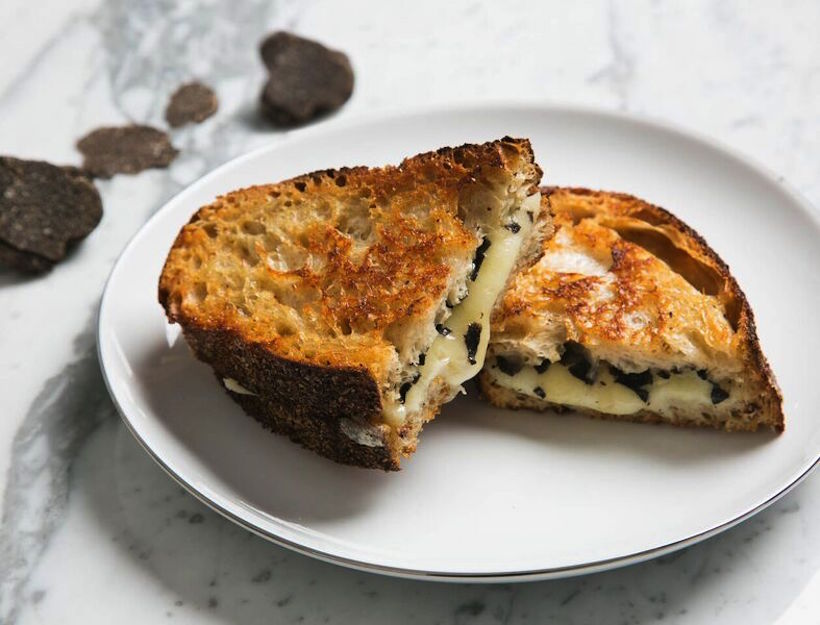 black truffles with cheese and crackers