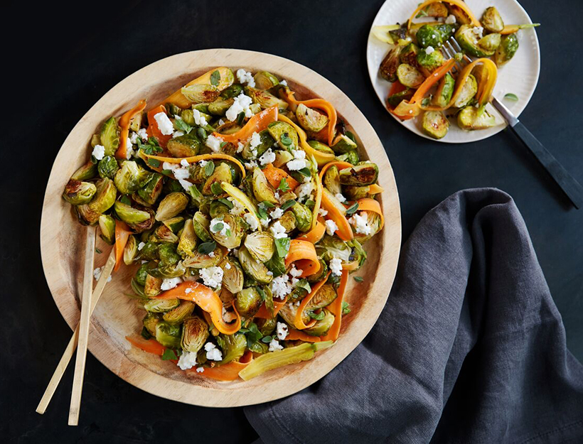 Carrot & Brussels Sprout Salad with Feta Cheese