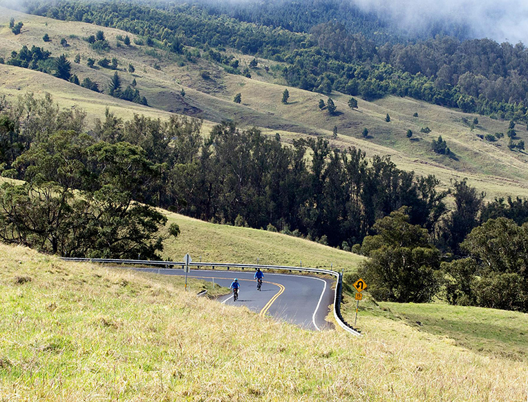 biking up haleakala