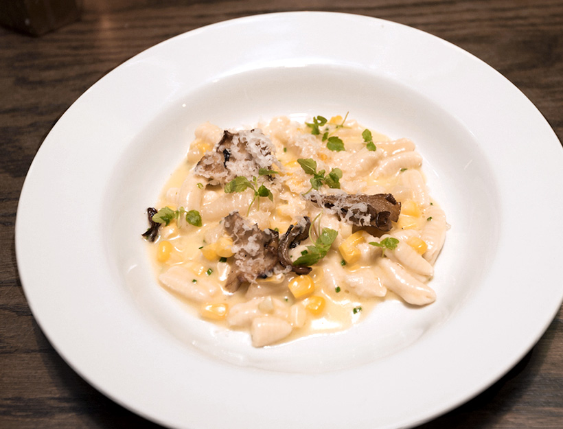 Corn and Mushroom Cavatelli with Goat Gouda Cheese