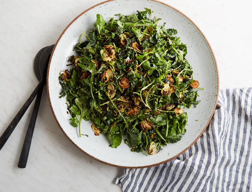 Kale and Arugula Salad with Crispy Brussels Sprouts Recipe | goop