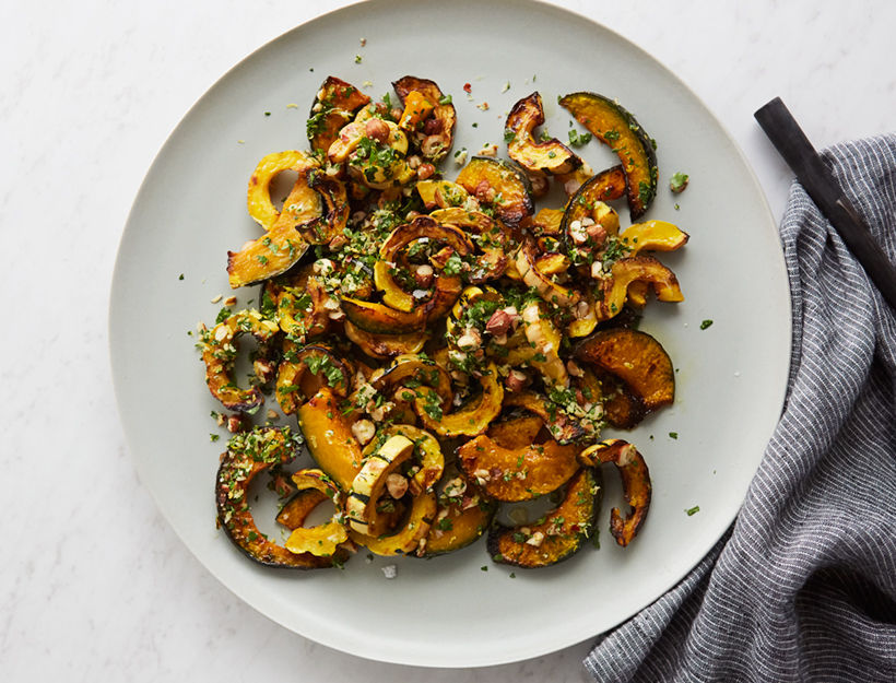 Roasted Squash with Brown Butter & Hazelnut Gremolata
