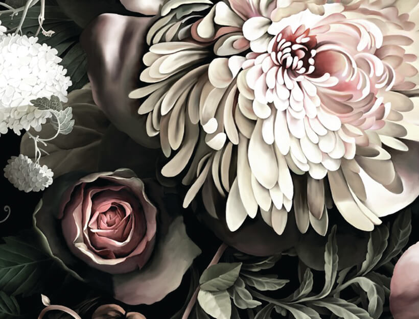 Dark Floral II Saturated Wallpaper by Ellie Cashman