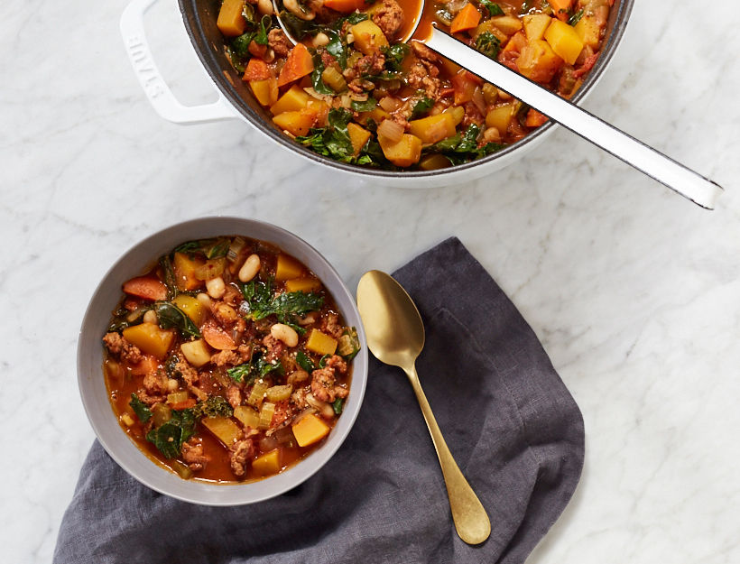 Chicken Sausage & Bean Stew with Winter Veggies