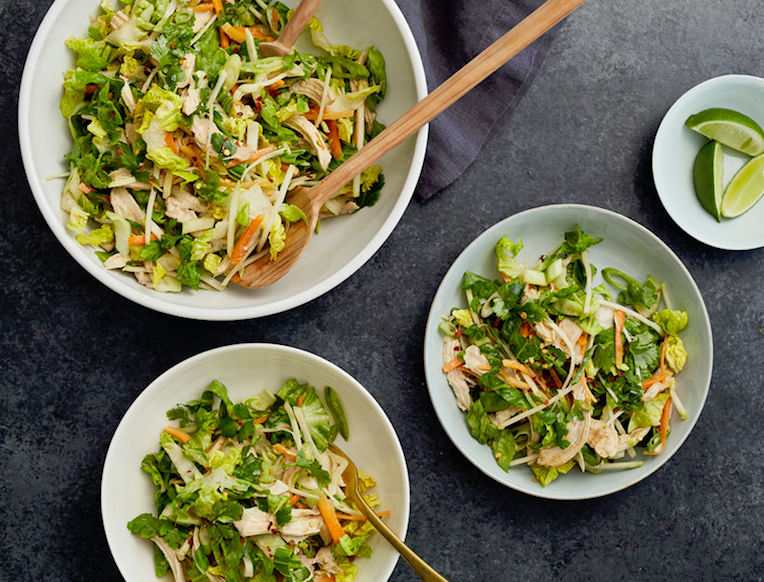 Crunchy Veggie Salad with Poached Chicken & Garlicky Sunbutter Dressing