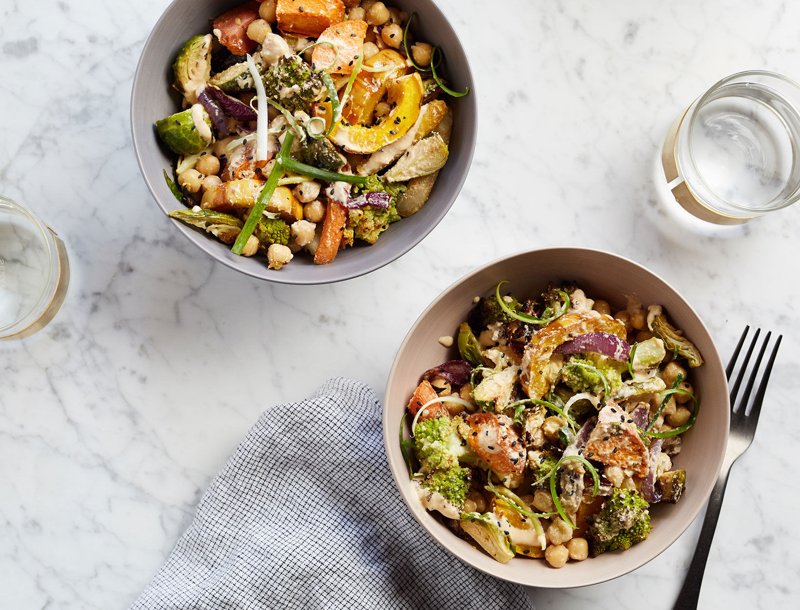 Tossed Peanut-y Roasted Vegetable Bowls