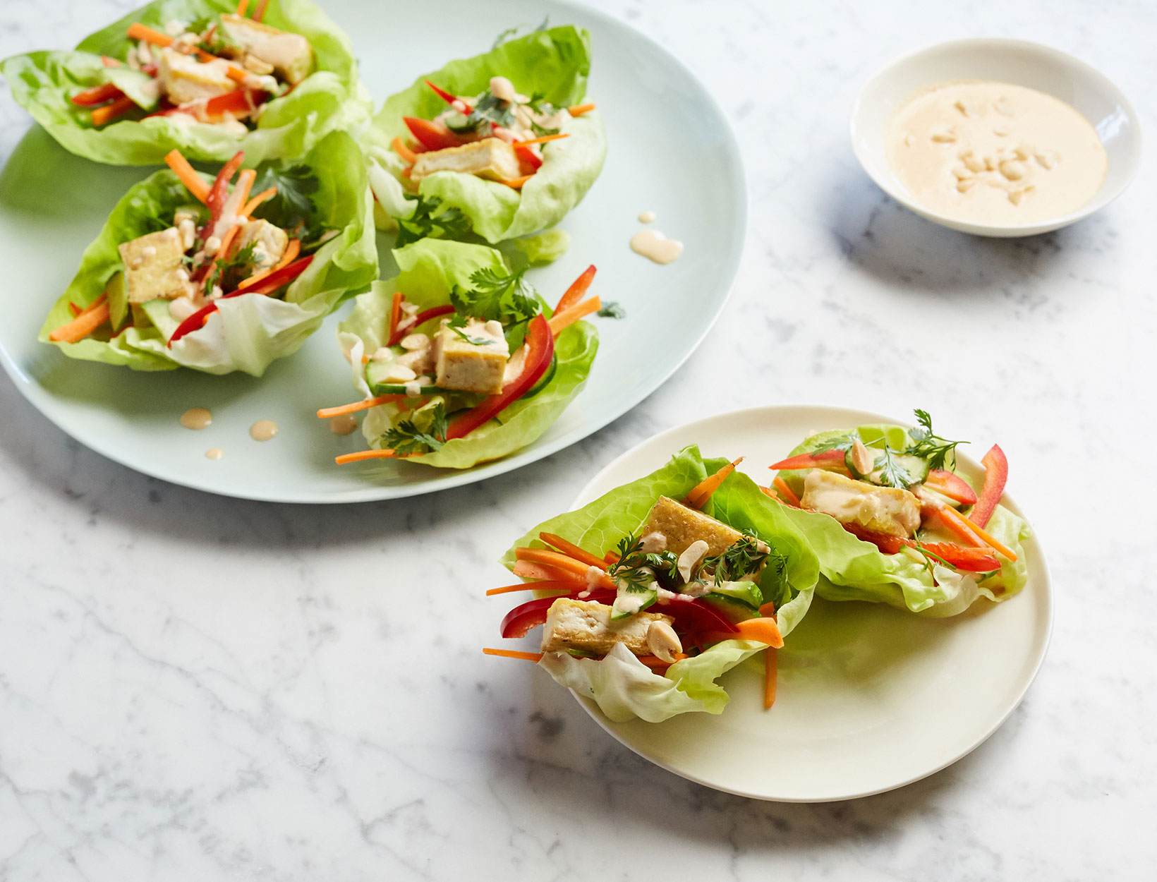 Pressed Tofu Lettuce Wraps