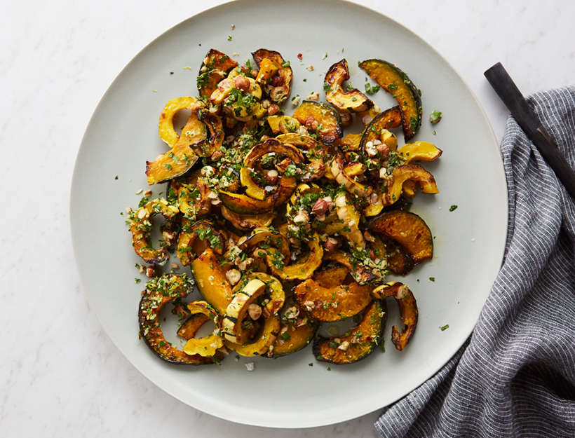 Roasted Squash with Brown Butter Hazelnut Gremolata