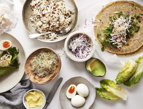 Lunch Wraps With Poached Chicken And Celeriac And Roasted Almond 