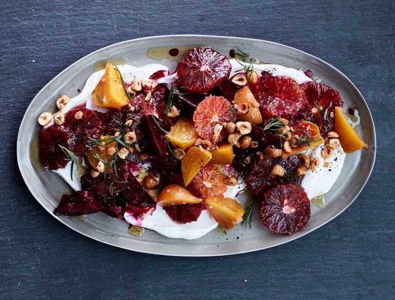 Blood Orange and Roasted Beets with Yogurt, Tarragon, and Hazelnuts Recipe goop