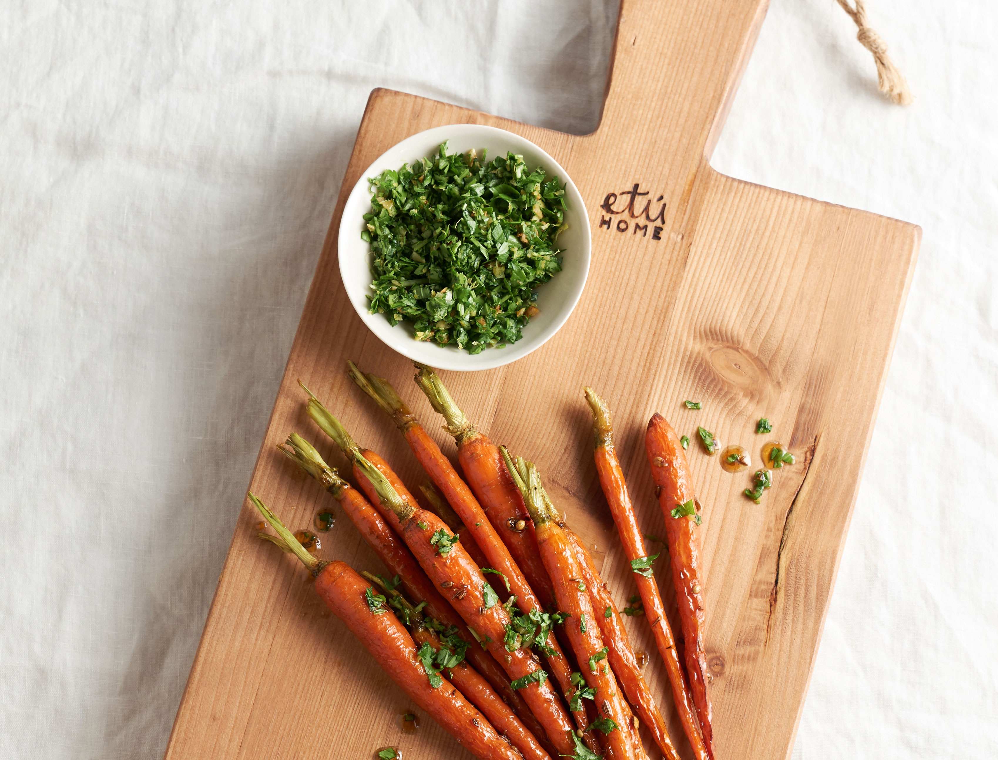 Roasted Carrots with Mustard Greens Gremolata