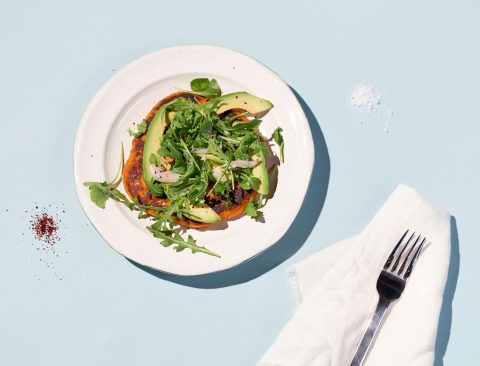 Savory Sweet Potato Pancake with Arugula Salad