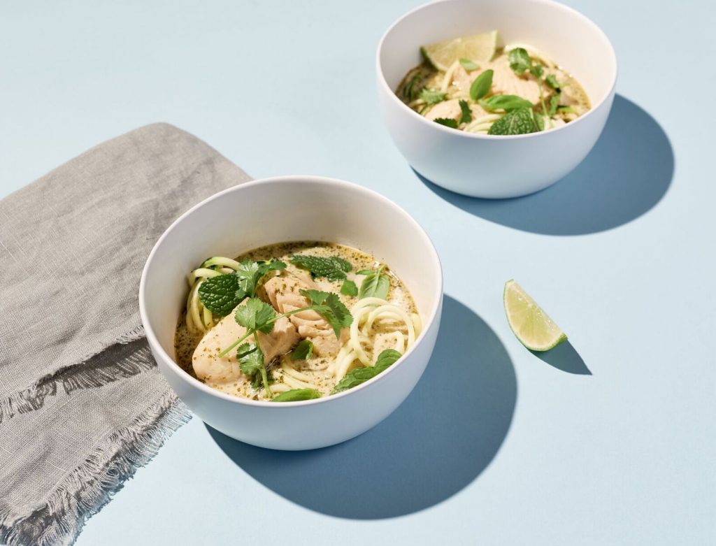 Green Curry Zoodle Soup with Halibut Recipe goop