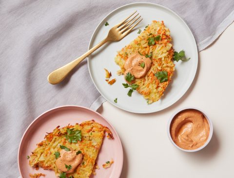 Cast Iron Veggie Cake with Sun-Dried Tomato Cashew Cream