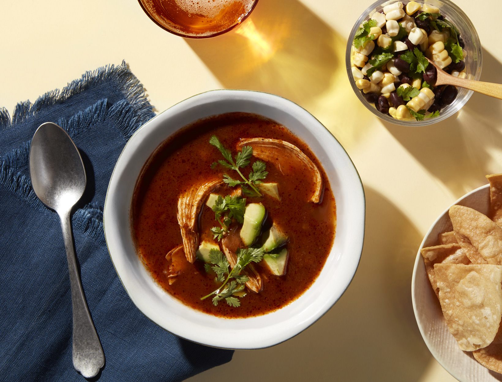 Tortilla Soup with Cowboy Caviar