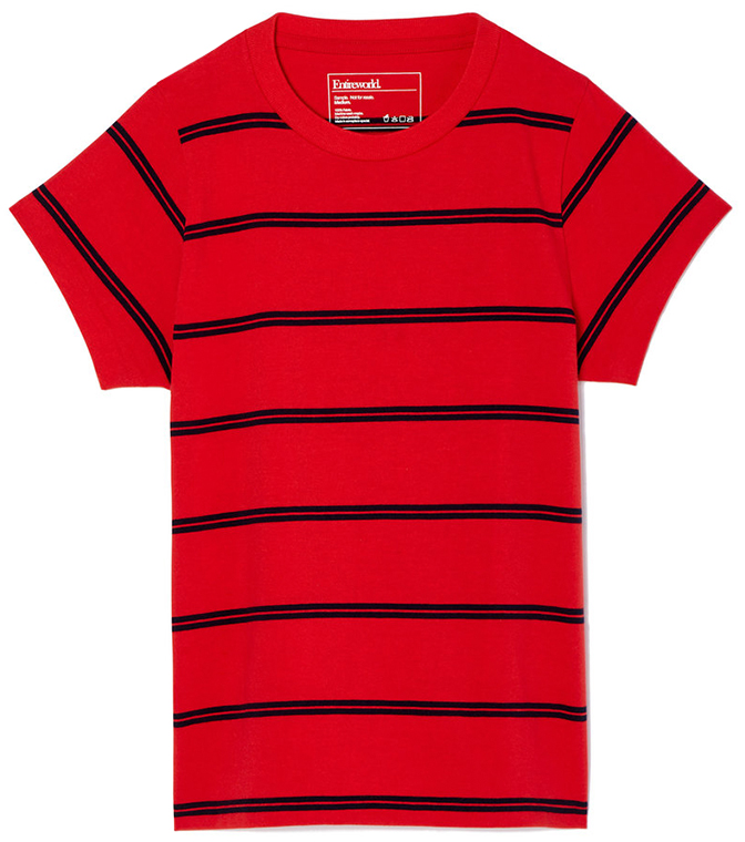 Entireworld TINY TEE in red and black stripes