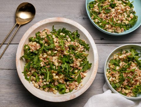 Farro Salad with Corn, Arugula, and Fresh Herbs