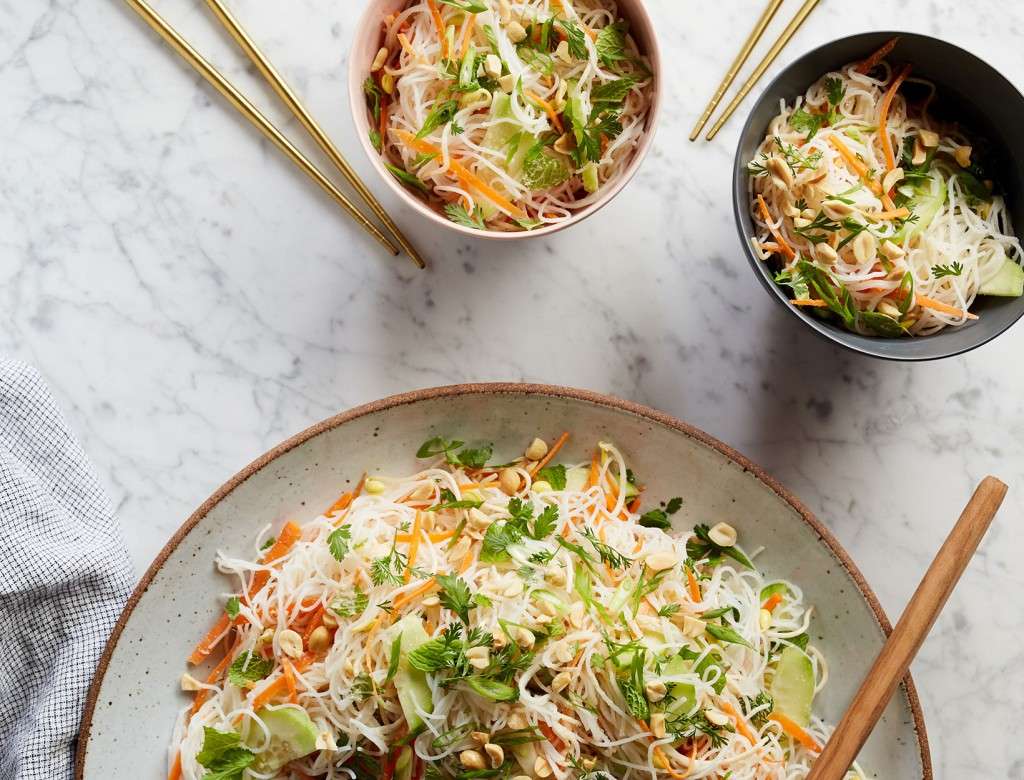 Rice Vermicelli Bowl with Lime Peanut Dressing