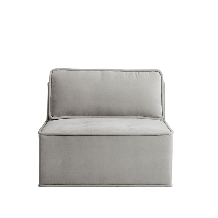Quattro Sharkskin Light Grey Velvet Tufted Armless Chair