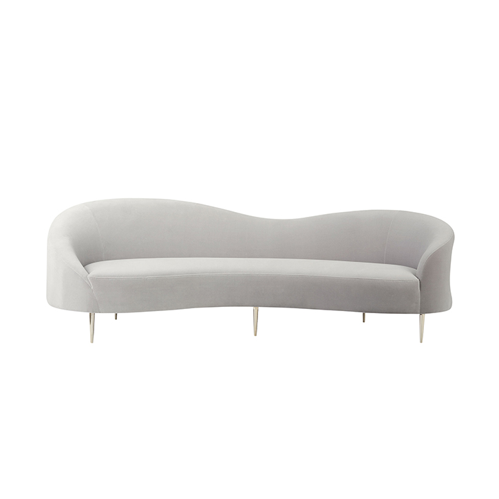 Curvo Light Grey Velvet Sofa