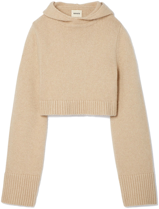 KHAITE beige crop sweater