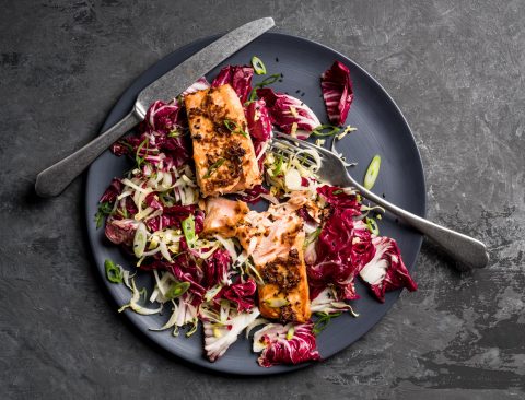 Miso Chicory Salmon Salad
