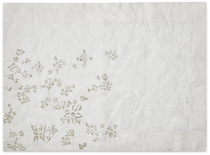 Bernadette's Hand-Stamped Falling Flower Linen Placement