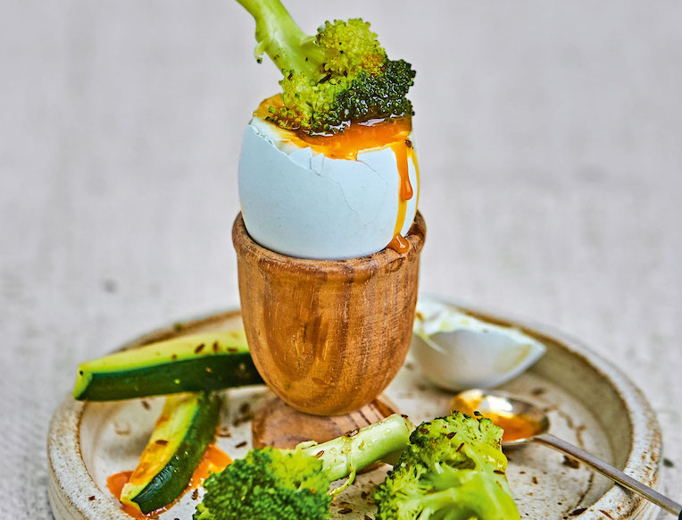 Soft-Boiled Eggs with Cumin Courgette and Broccoli Dippers