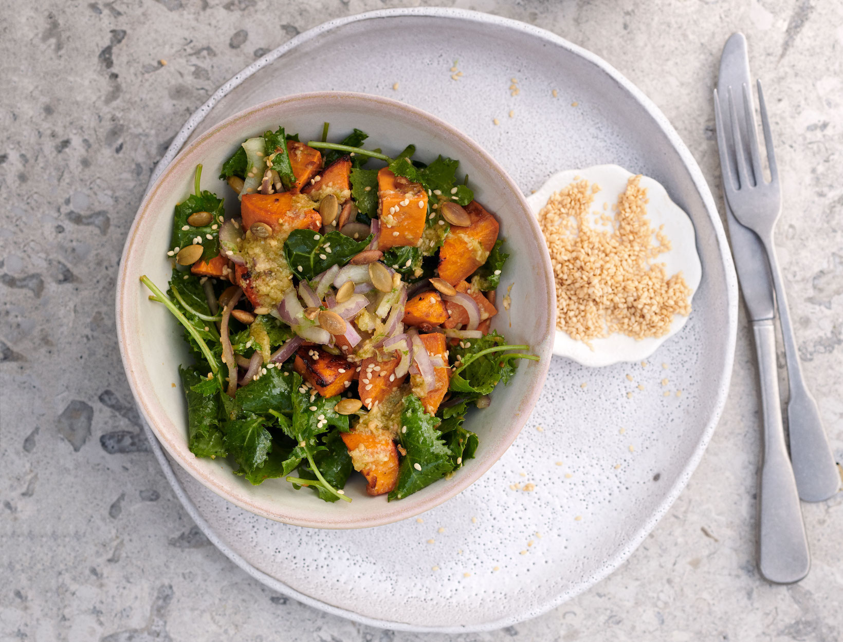 Kale & Sweet Potato Salad with Miso Recipe goop