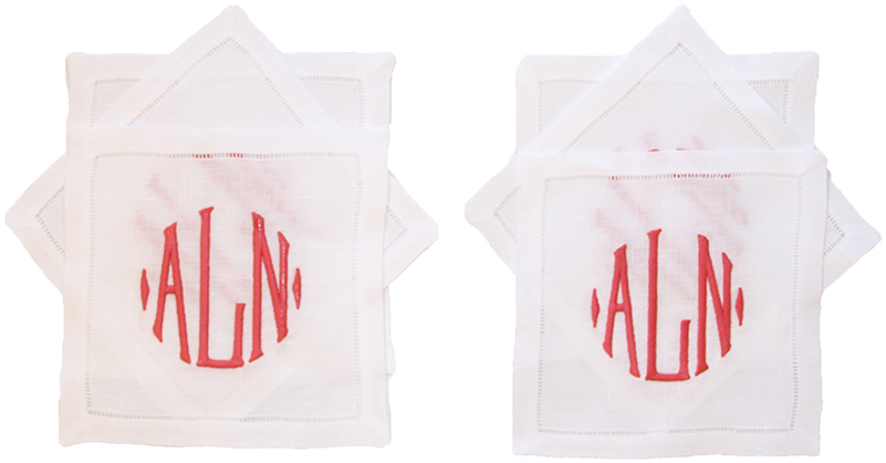 NUMBER FOUR ELEVEN
          monogrammed cocktail napkins