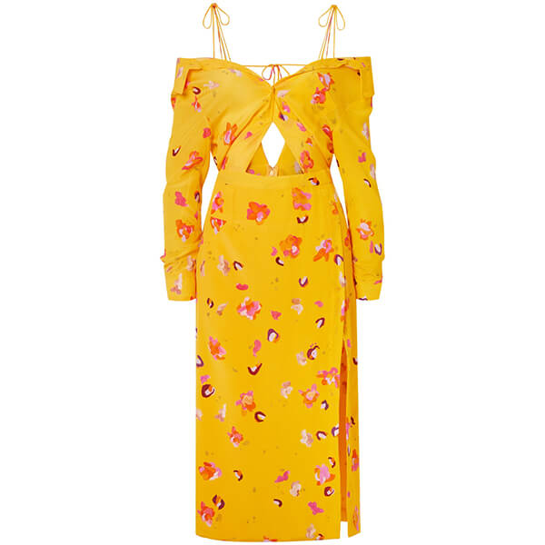 Altuzarra Adele Cold Shoulder Cutout Floral Print Silk Crepe Dress